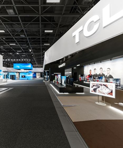 TCL, TCL QLED TV, INSPIRE GREATNESS (partial) booth — IFA 2022